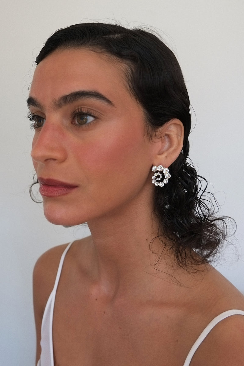 Leia Swirl Crystal Earrings