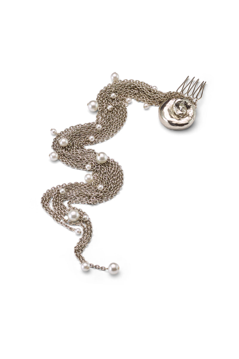 Leila Swirl Chain Pearl Comb