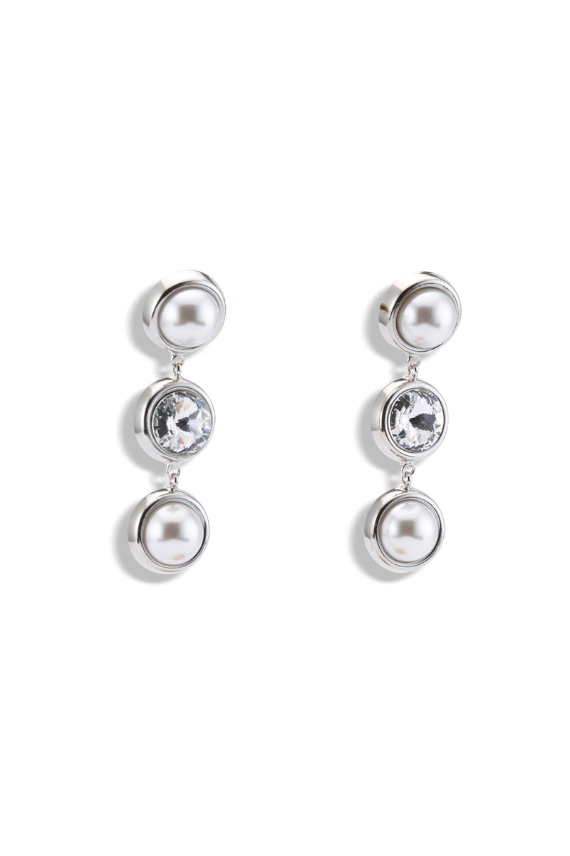 Clare Crystal and Pearl Linear Earrings