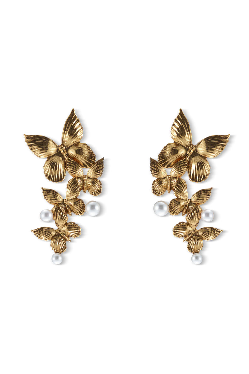 Silvie Butterfly Pearl Statement Earrings
