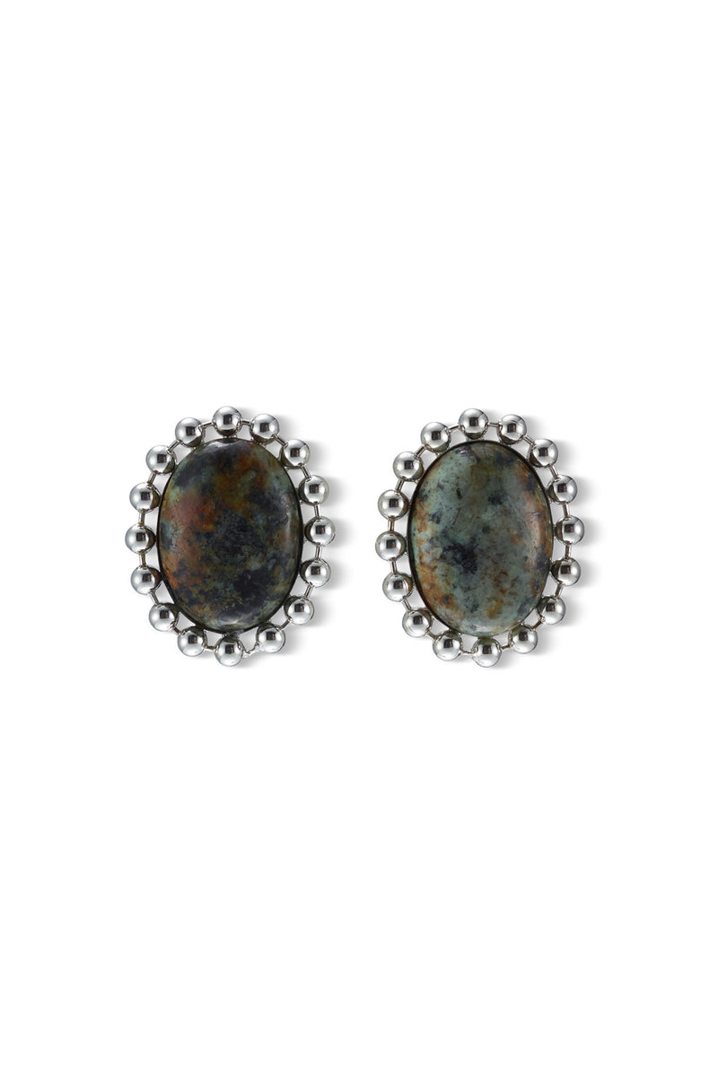 Lina Ballchain Oval Button Earrings