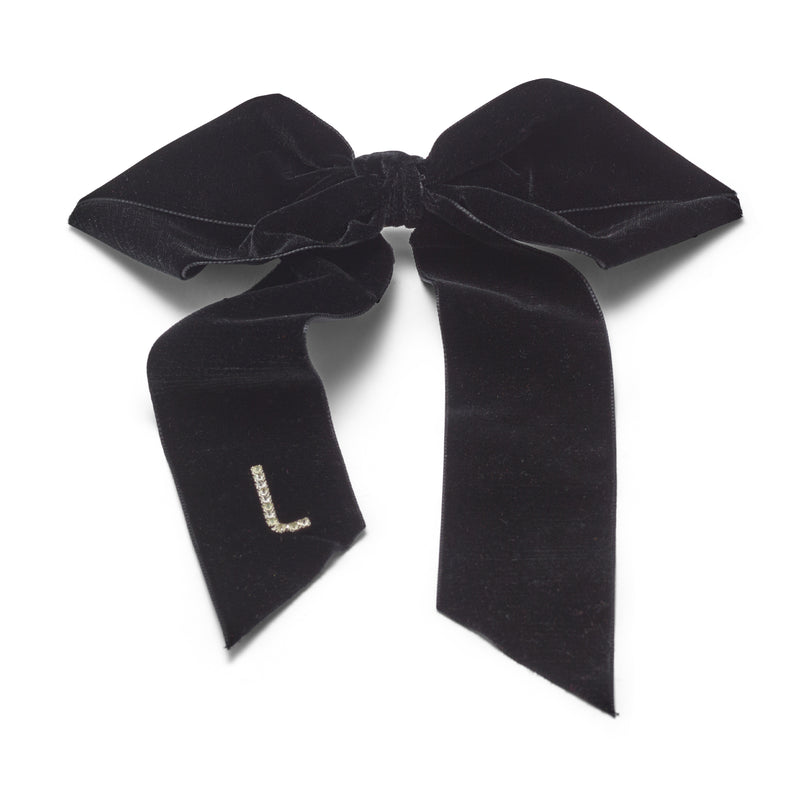 Monogram Crystal / Pearl Bow Barrette