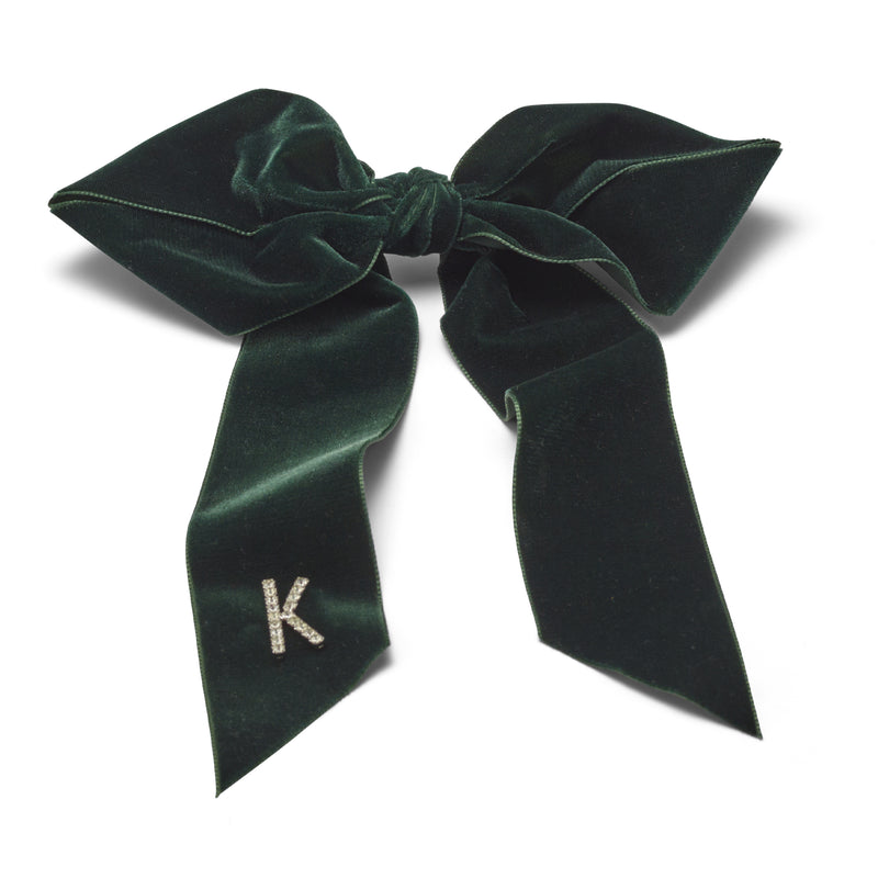 Monogram Crystal / Pearl Bow Barrette