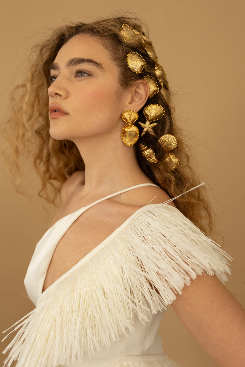 Kya Ballchain Seashell Drop Earrings