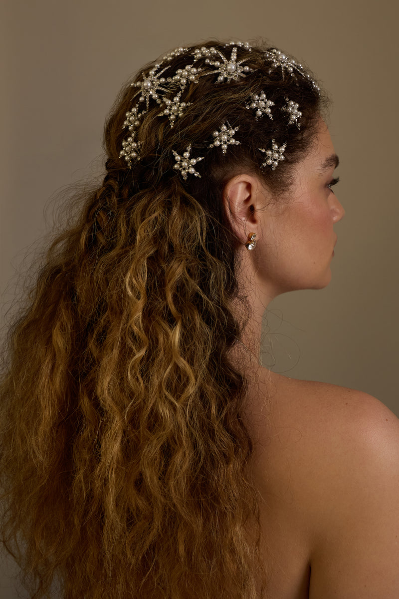 Starlet Pearl and Crystal Mini Comb Set of 2