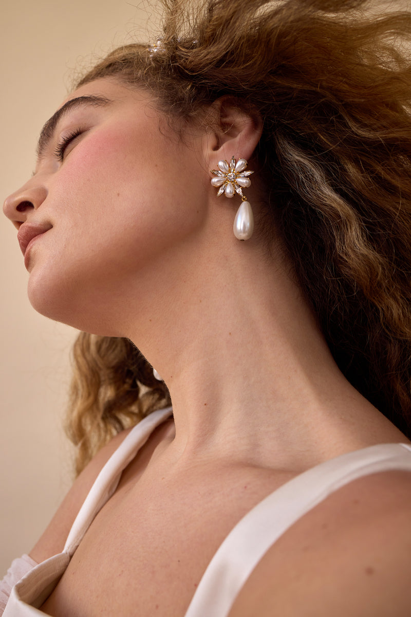 Annie Pearl Tear Drop Earrings