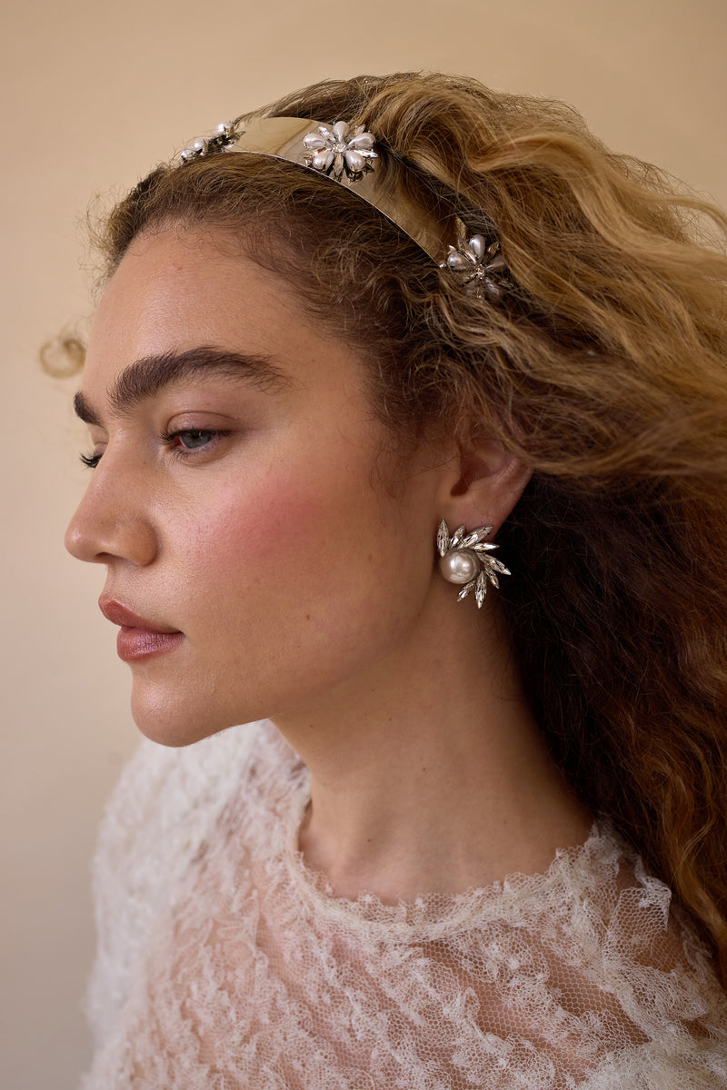 Avril Pearl and Crystal Stud Earrings