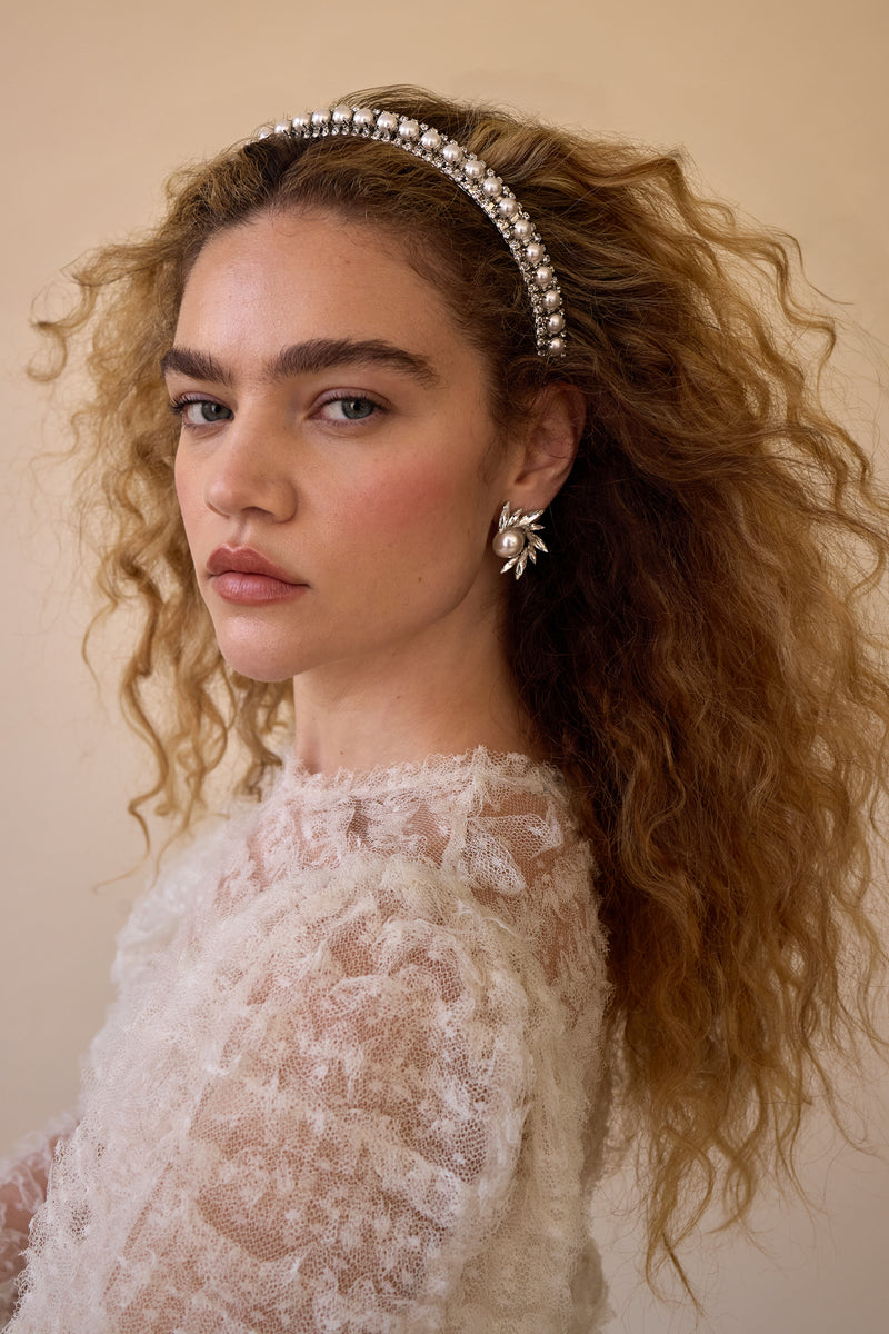 Avril Pearl and Crystal Stud Earrings