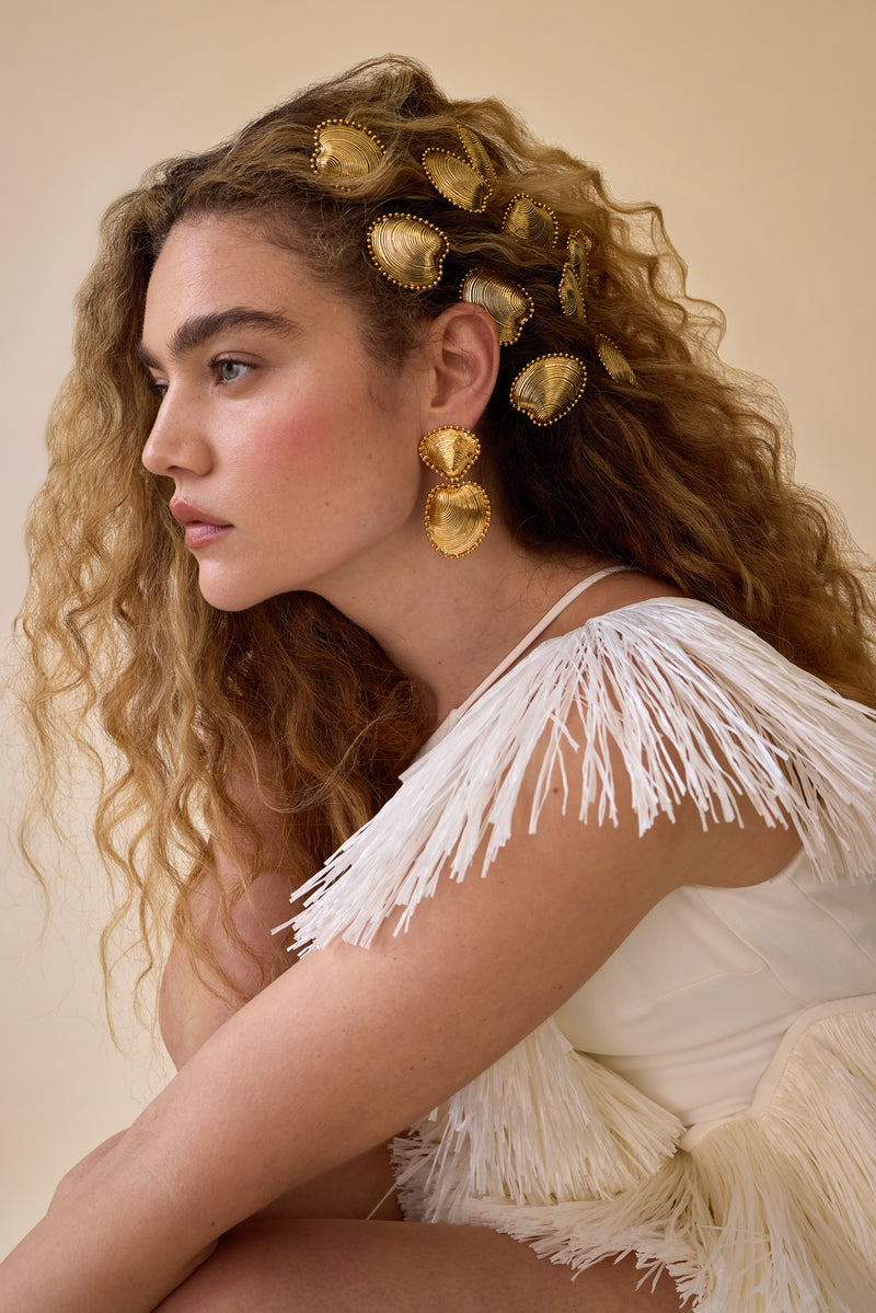 Kya Ballchain Seashell Drop Earrings