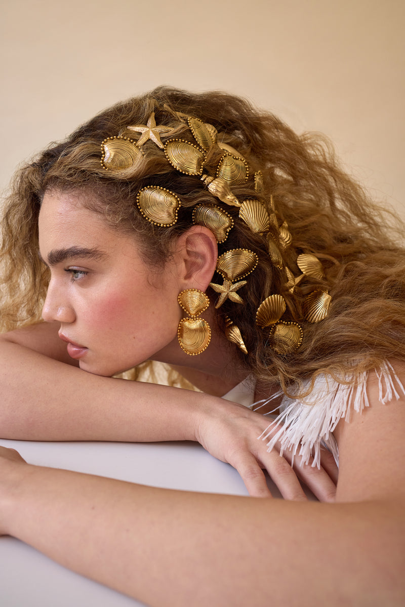 Kya Ballchain Seashell Drop Earrings