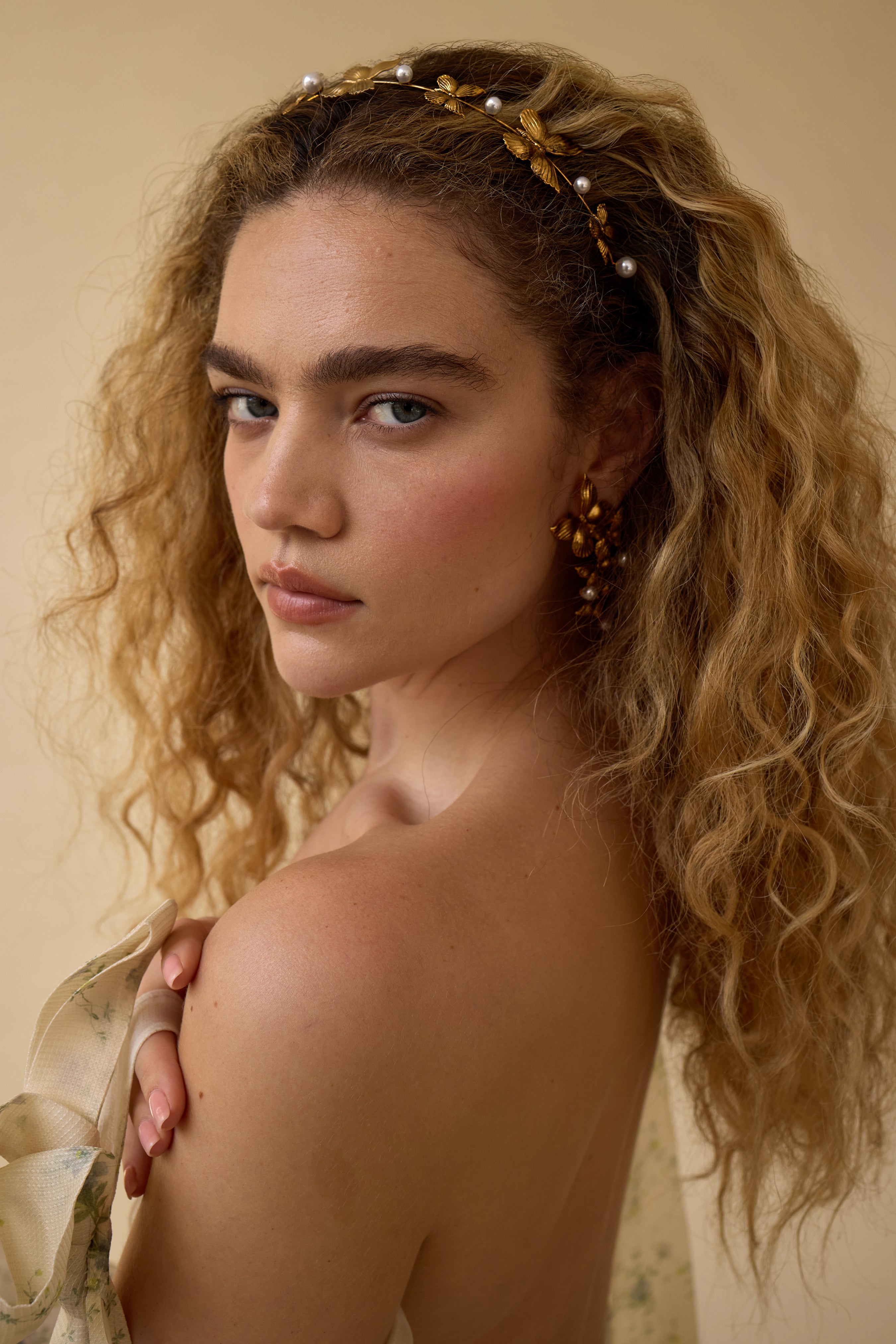 Silvie Butterfly Pearl Strand Headband