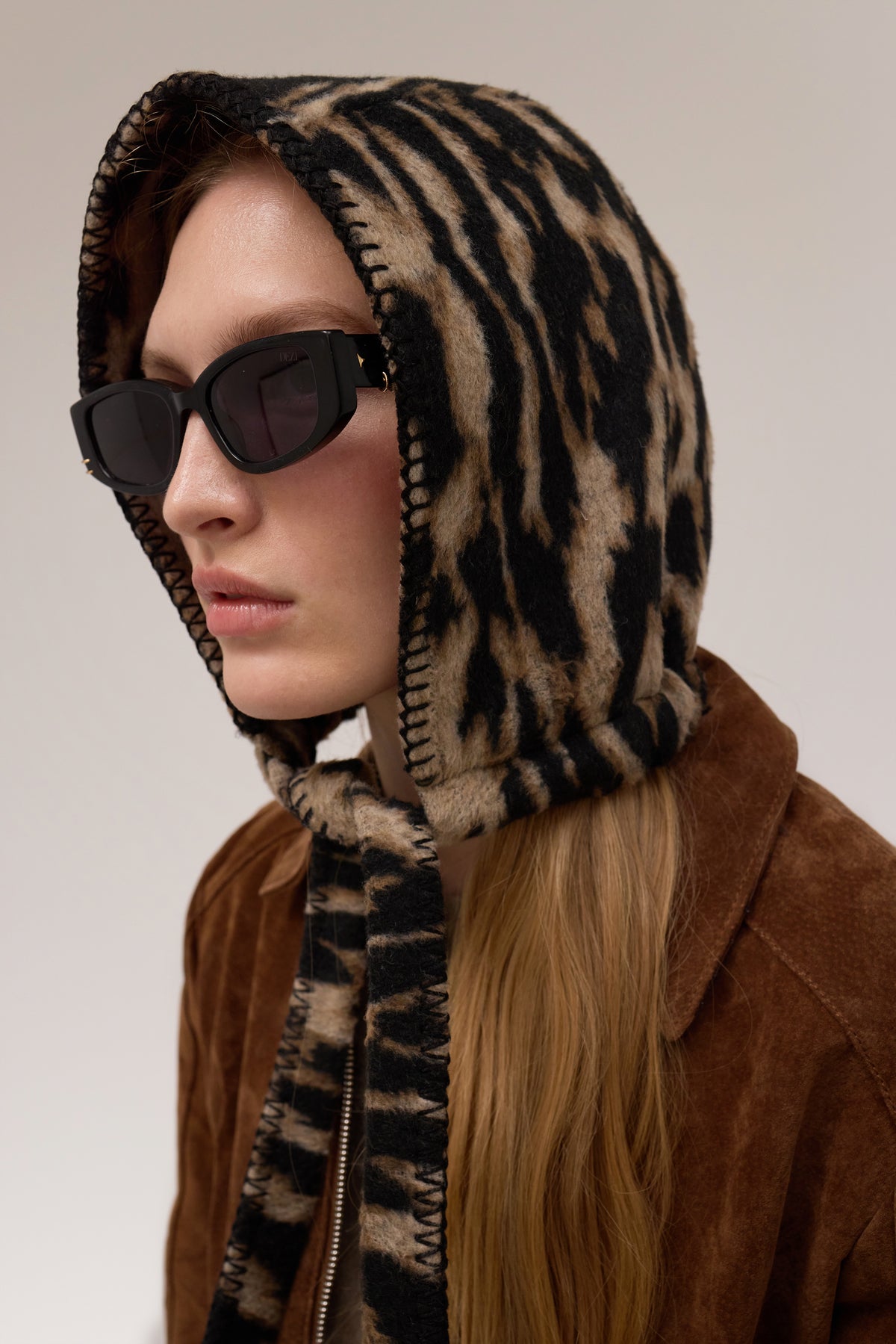 Masha Leopard Wool Hood