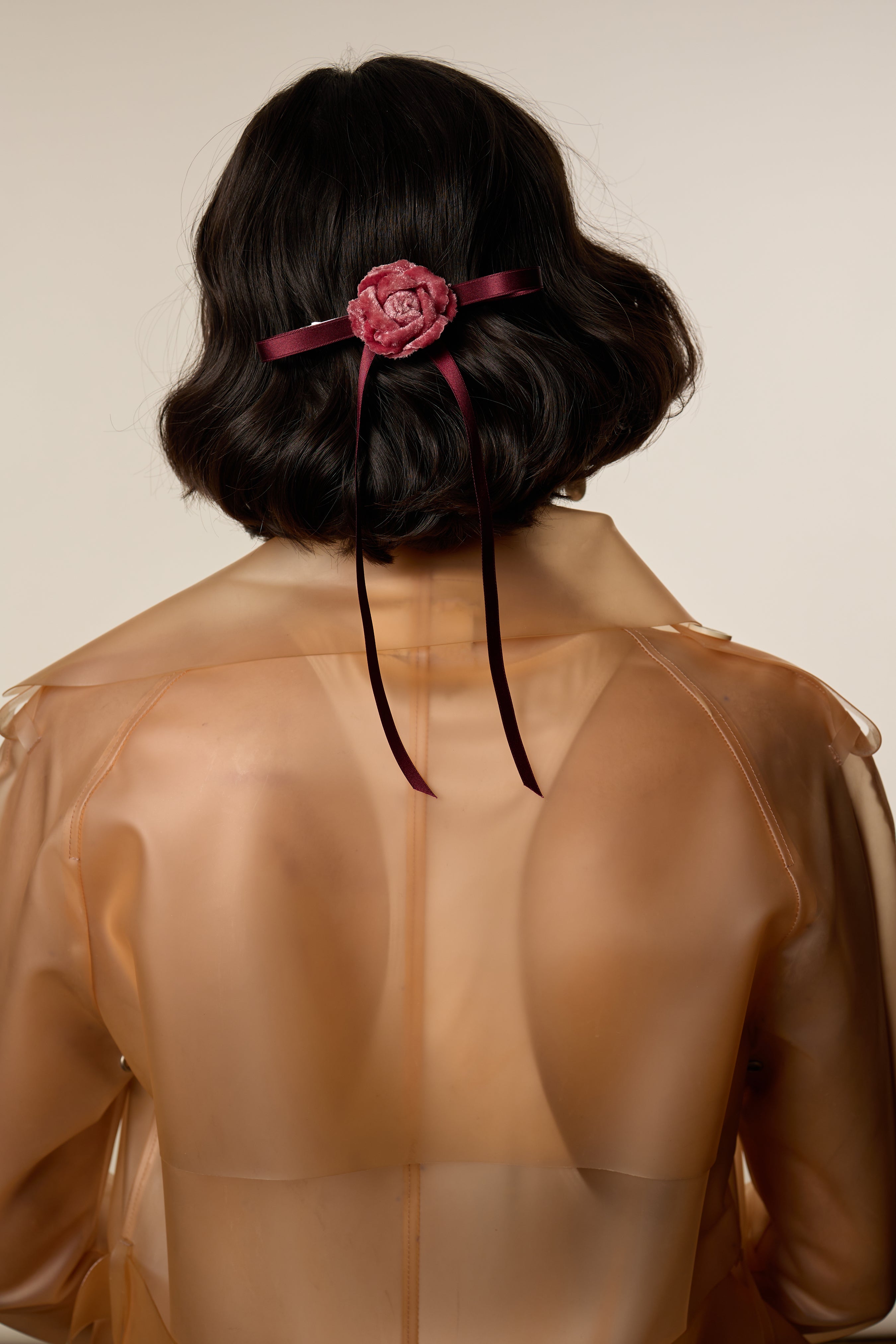 Velvet Rosette Skinny Bow Barrette