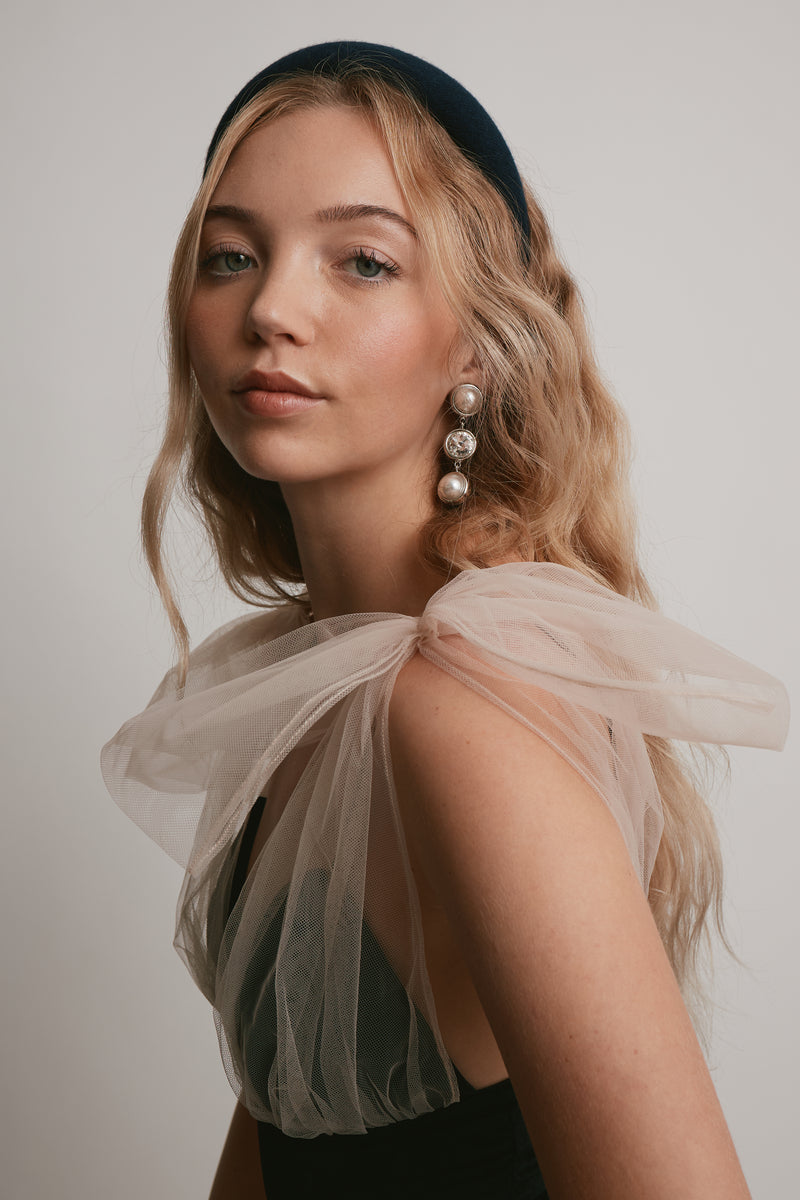 Clare Crystal and Pearl Linear Earrings