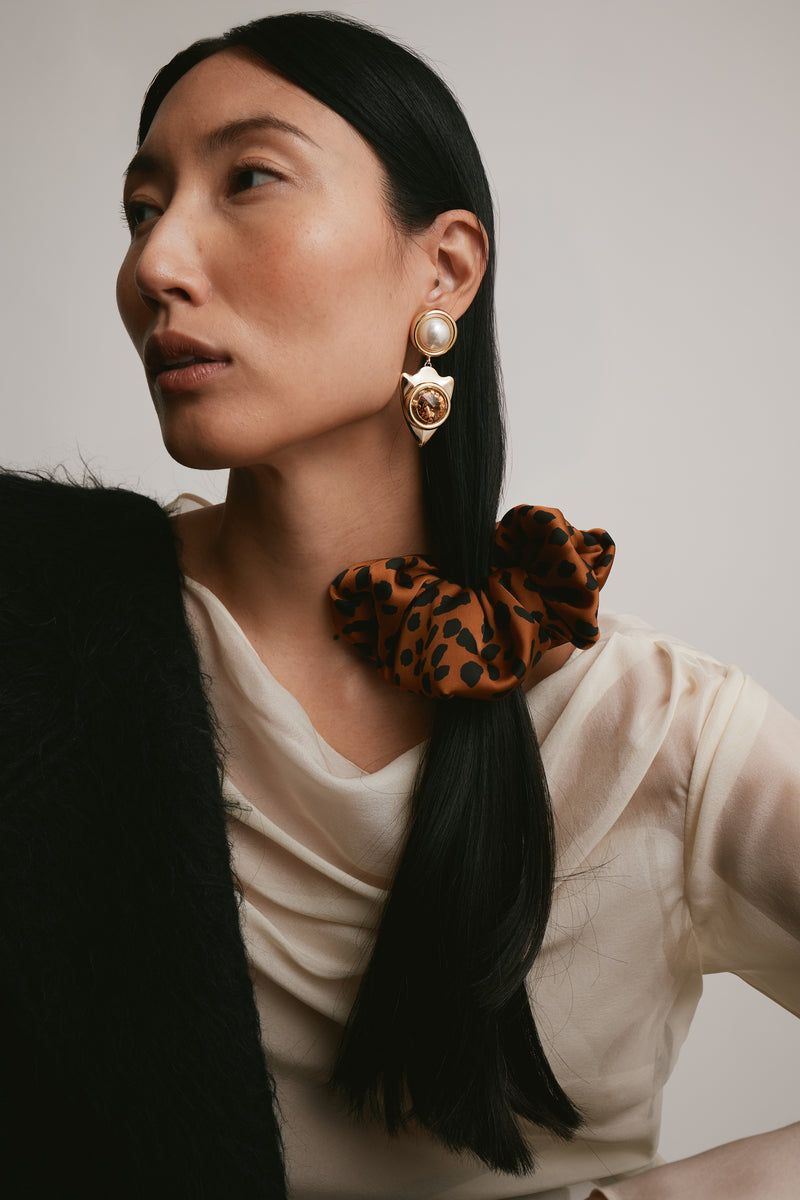 Greer Leopard Silk Scrunchie