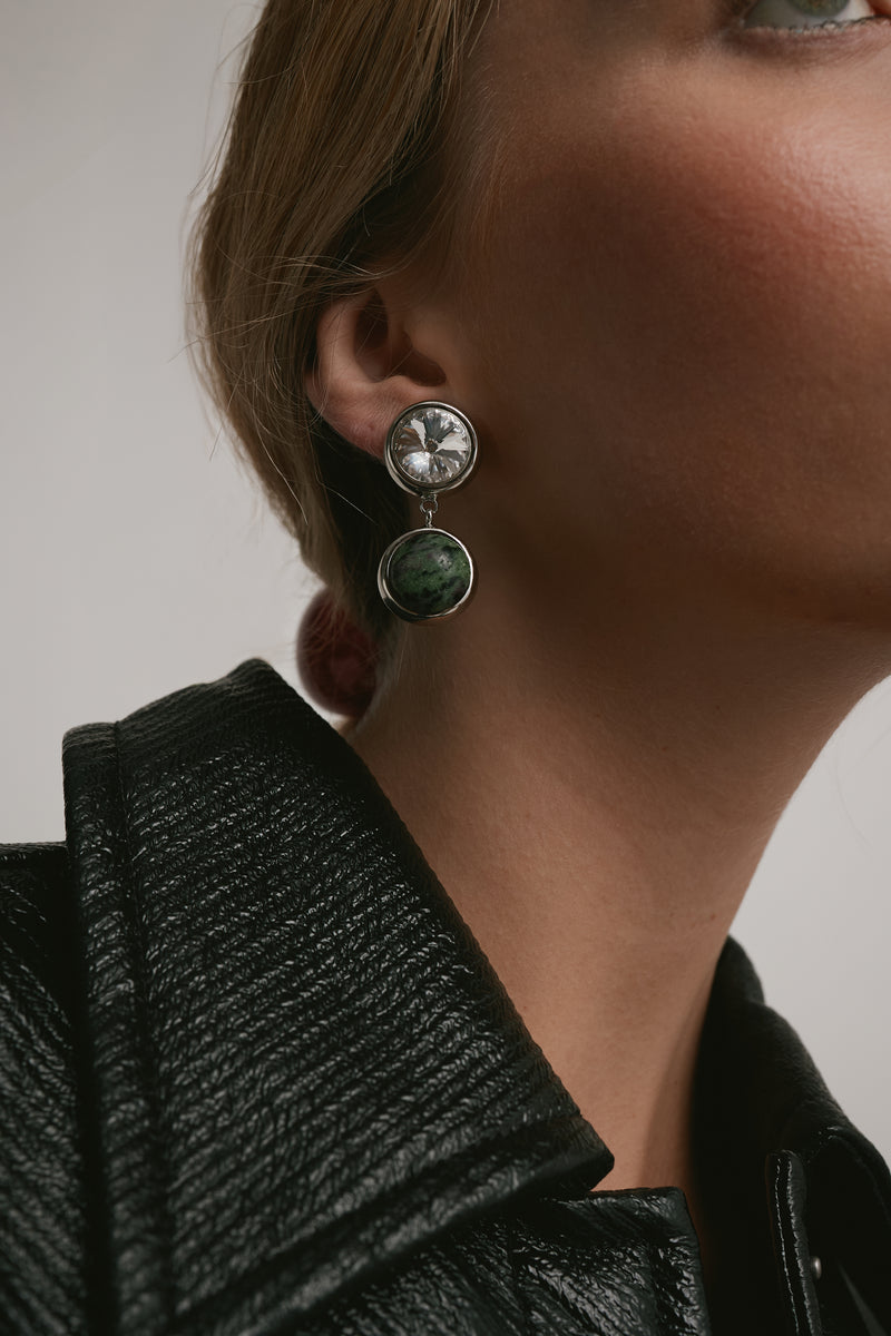 Clare Crystal and Stone Drop Earrings