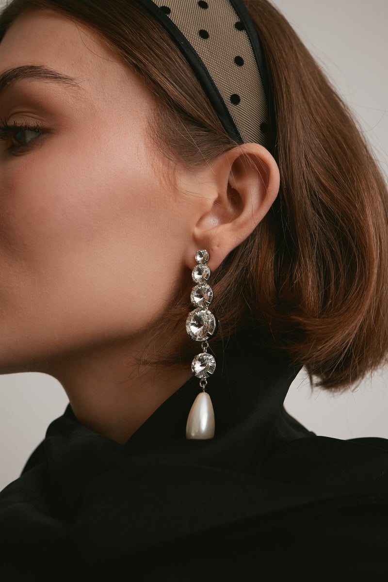 Athena Pearl and Crystal Drop Earrings