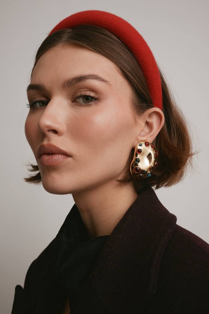 Zoe Bezel Button Clip On Earrings