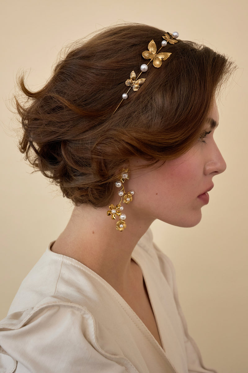 Silvie Butterfly Pearl Strand Headband