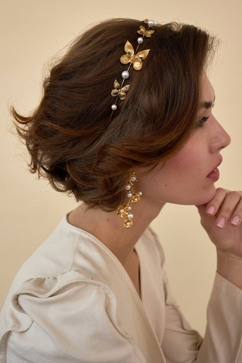 Silvie Butterfly Pearl Strand Headband