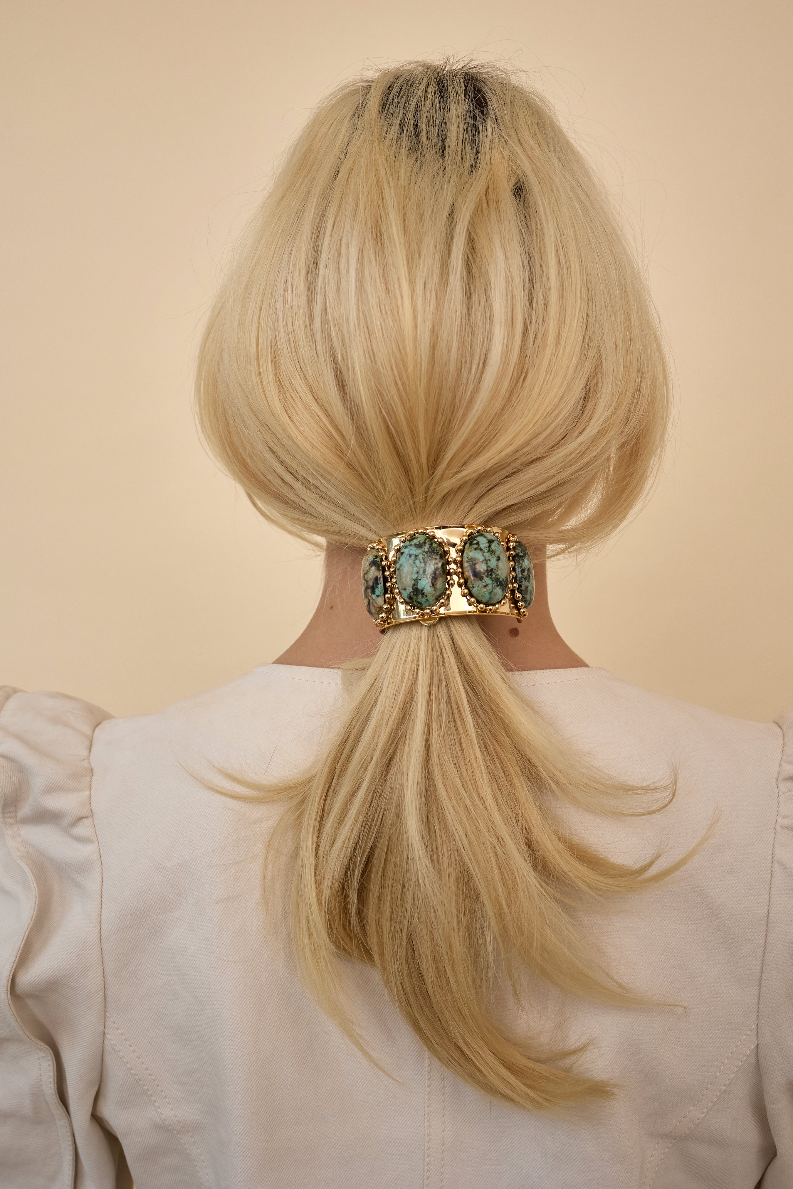 Tera Ballchain Stone Wide Pony Cuff