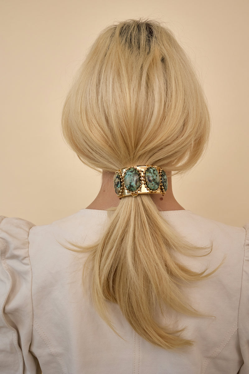 Tera Ballchain Stone Wide Pony Cuff