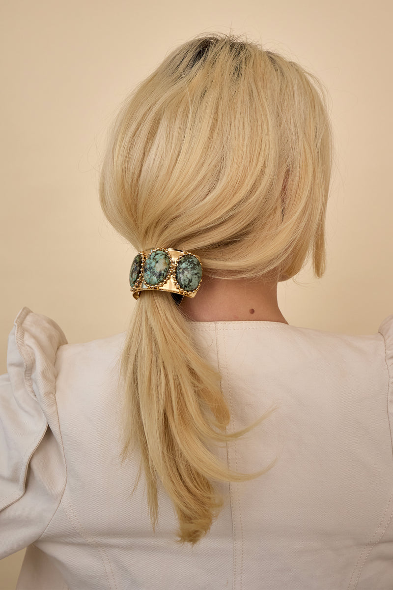 Tera Ballchain Stone Wide Pony Cuff