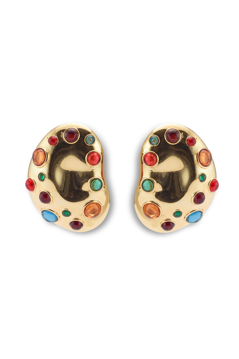 Zoe Bezel Button Clip On Earrings