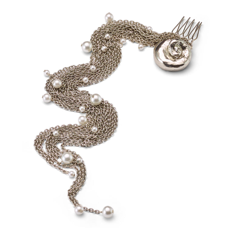 Leila Swirl Chain Pearl Comb