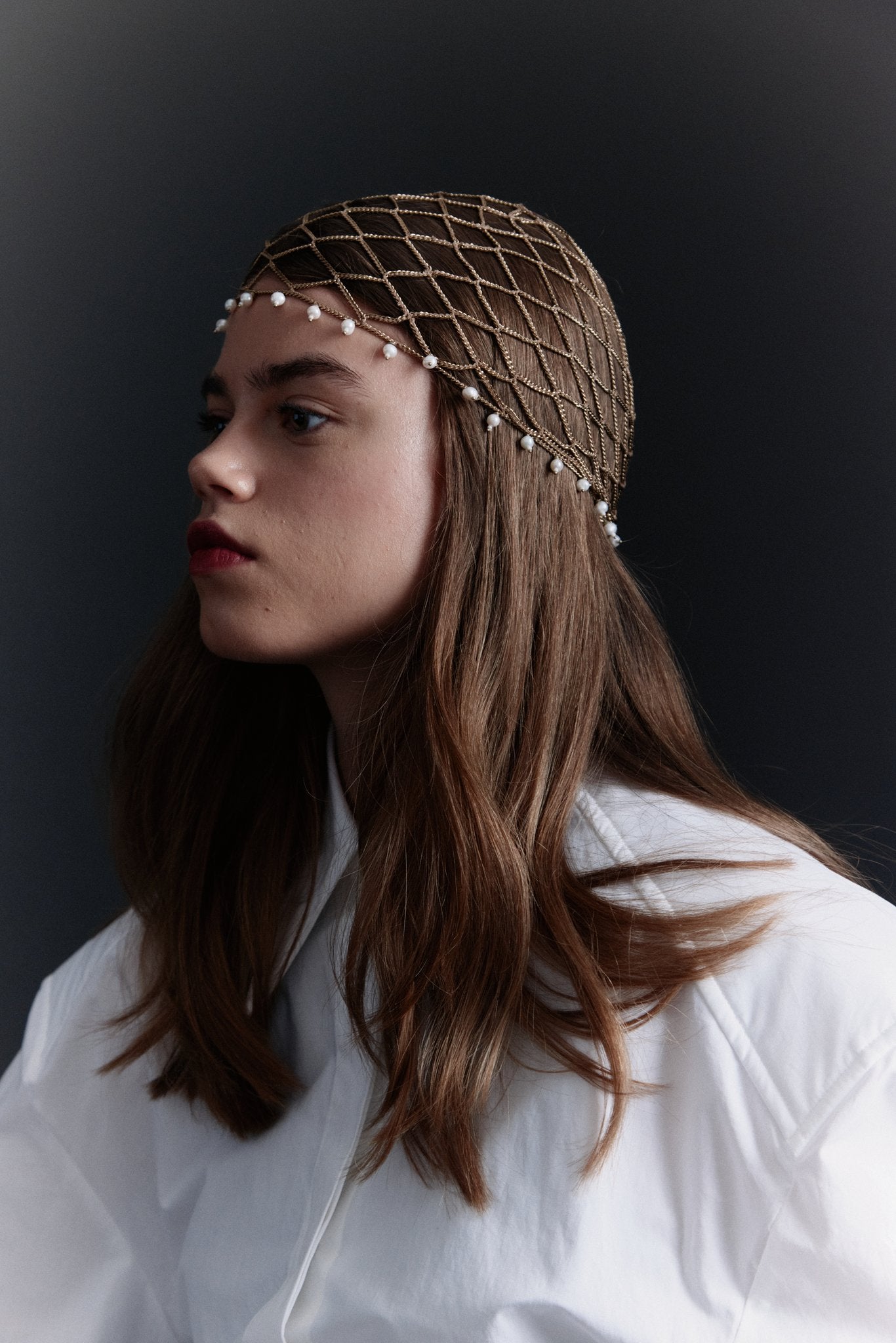 Chain Cap With Freshwater Pearls