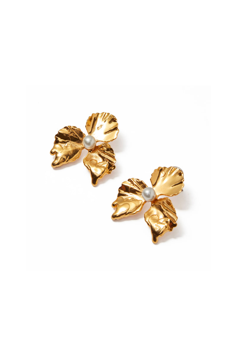 Lava Floral Pearl Studs