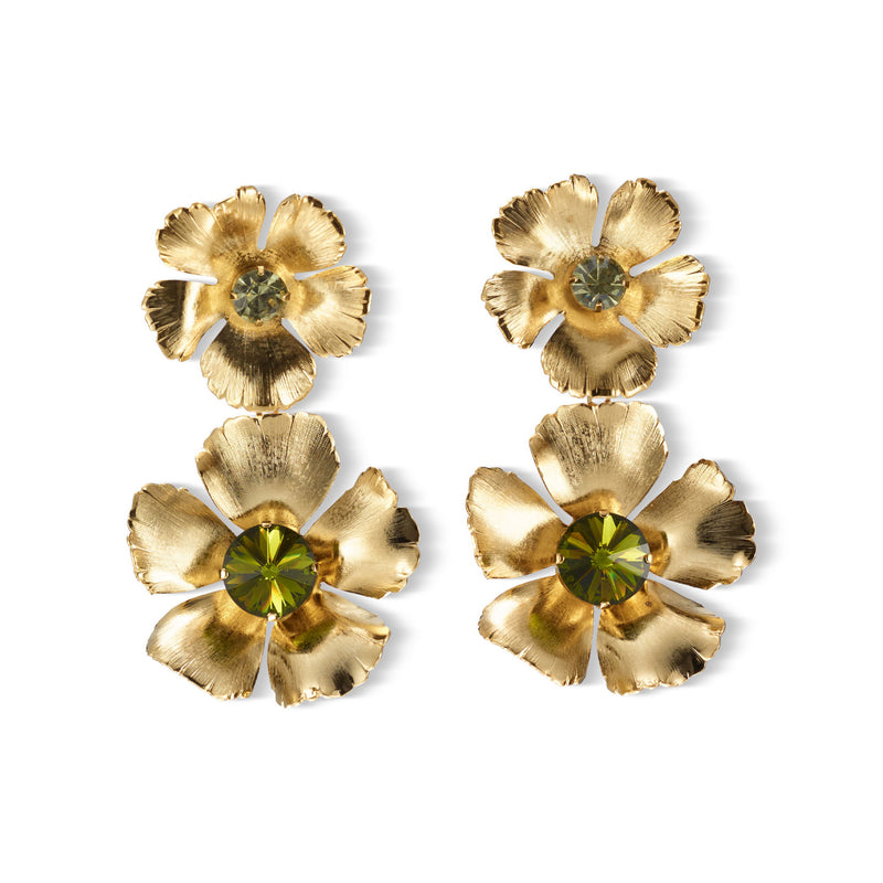 Moss Eden Floral Crystal Drop Earrings