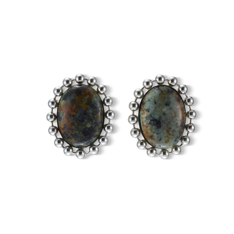 Lina Ballchain Oval Button Earrings