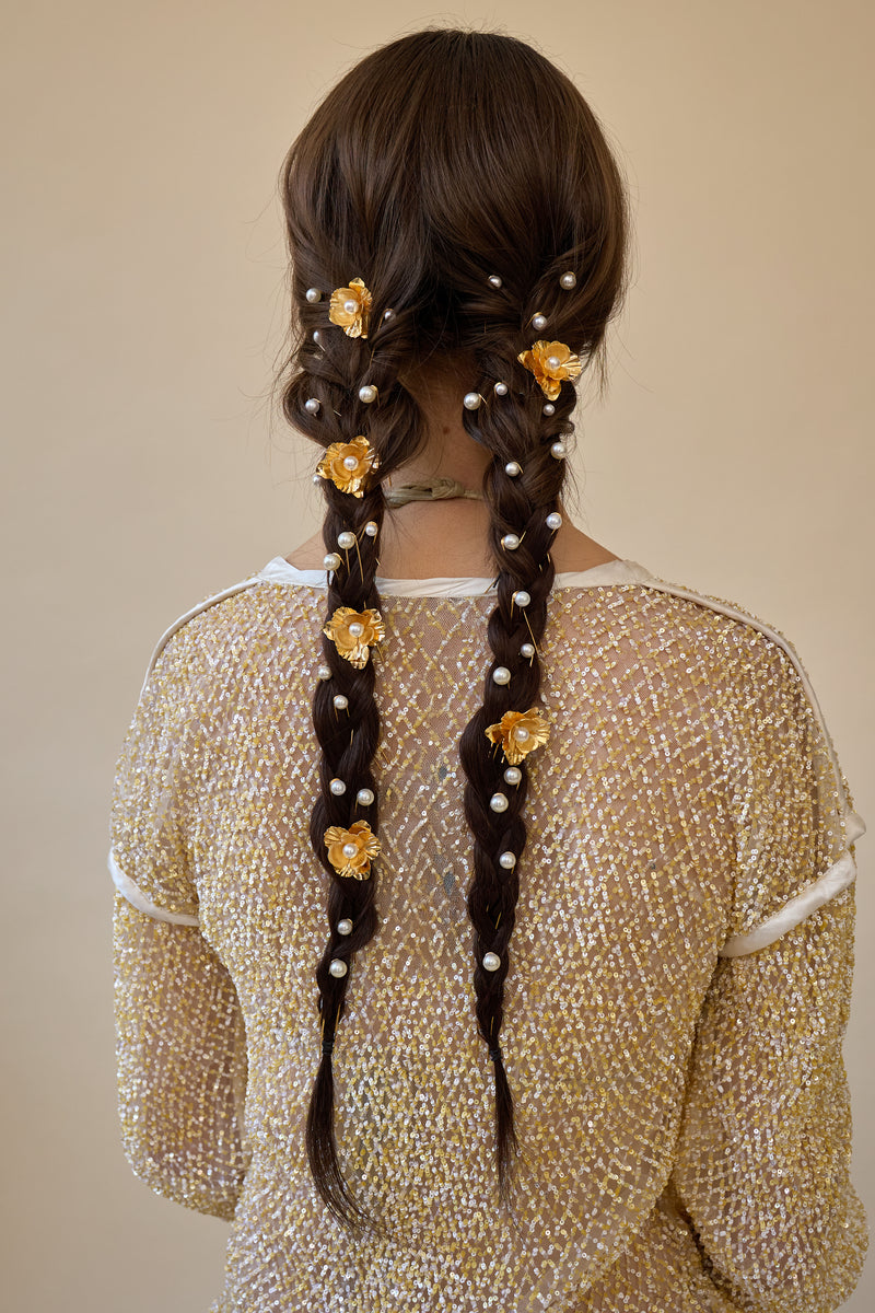 Flora Pearl Hair Pin Set of 4