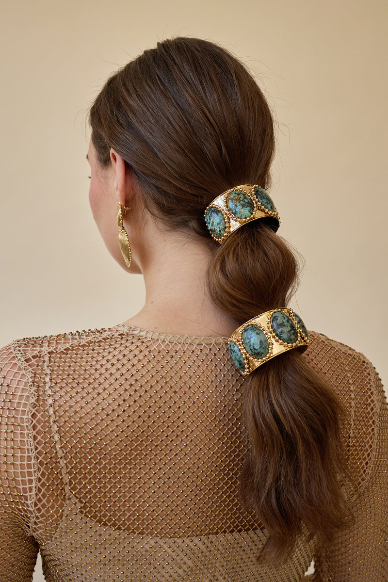 Tera Ballchain Stone Wide Pony Cuff