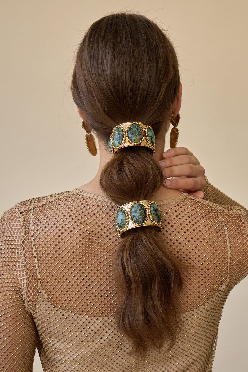 Tera Ballchain Stone Wide Pony Cuff