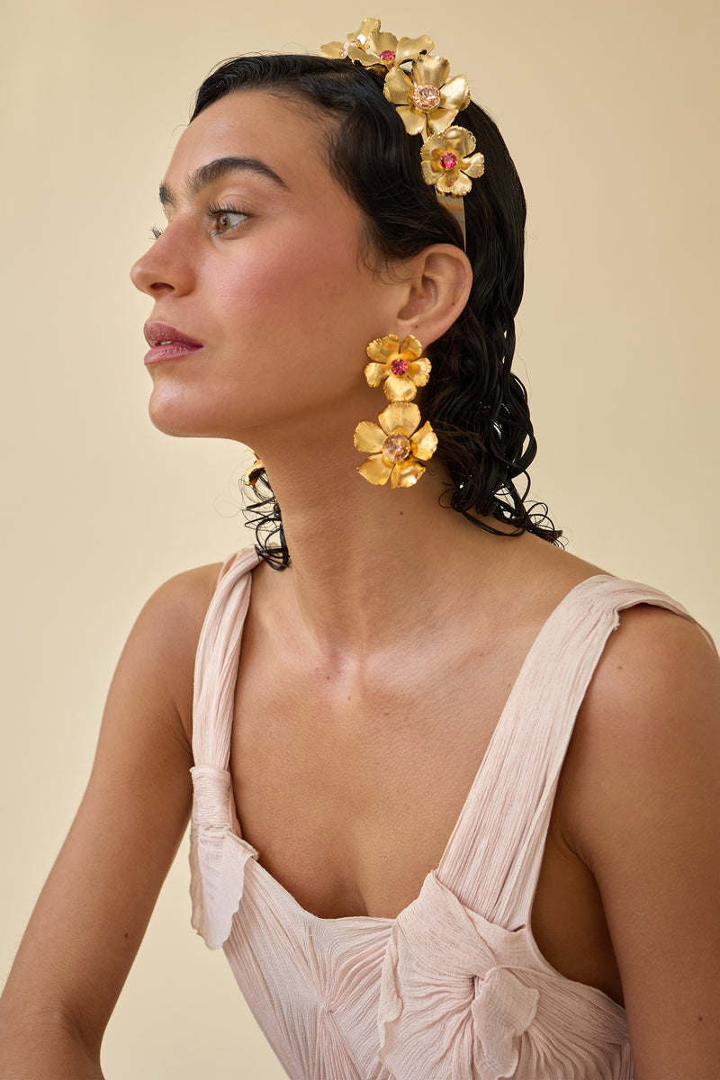 Eden Floral Crystal Drop Earrings