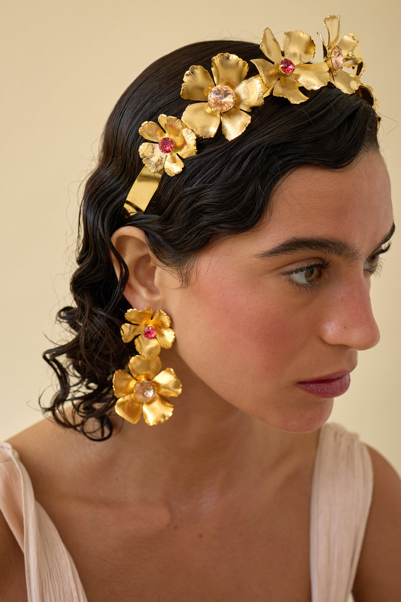 Eden Floral Crystal Drop Earrings