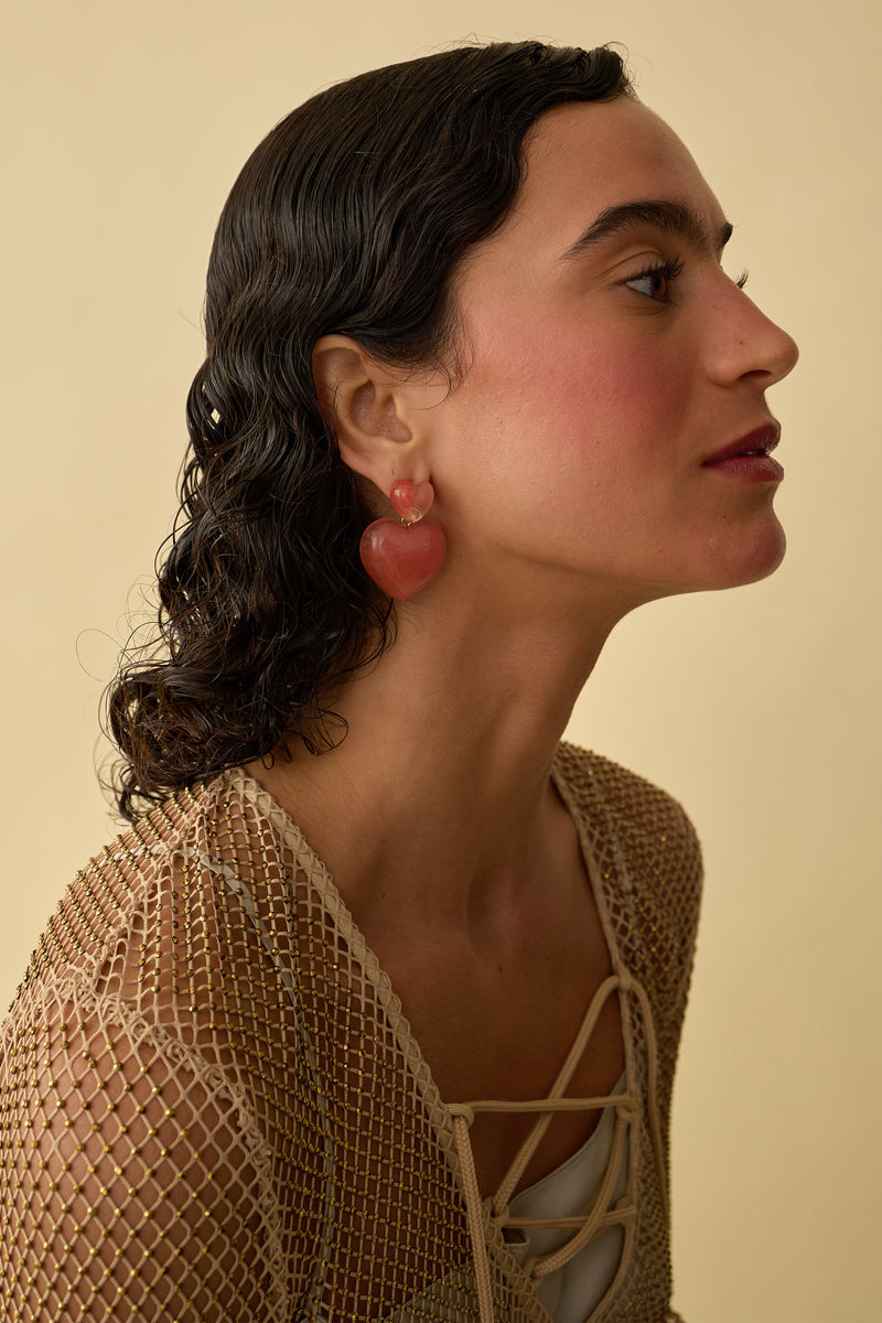 Gigi Stone Heart Earrings