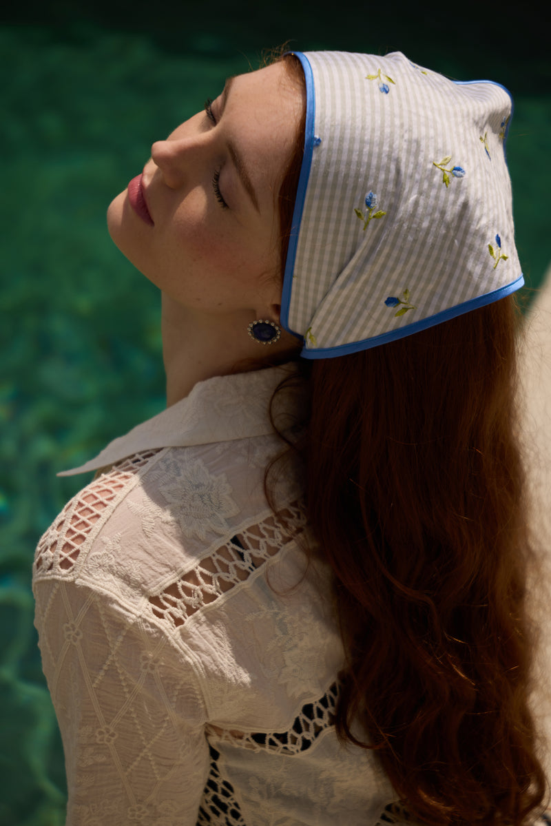 Floral Gingham Bandana