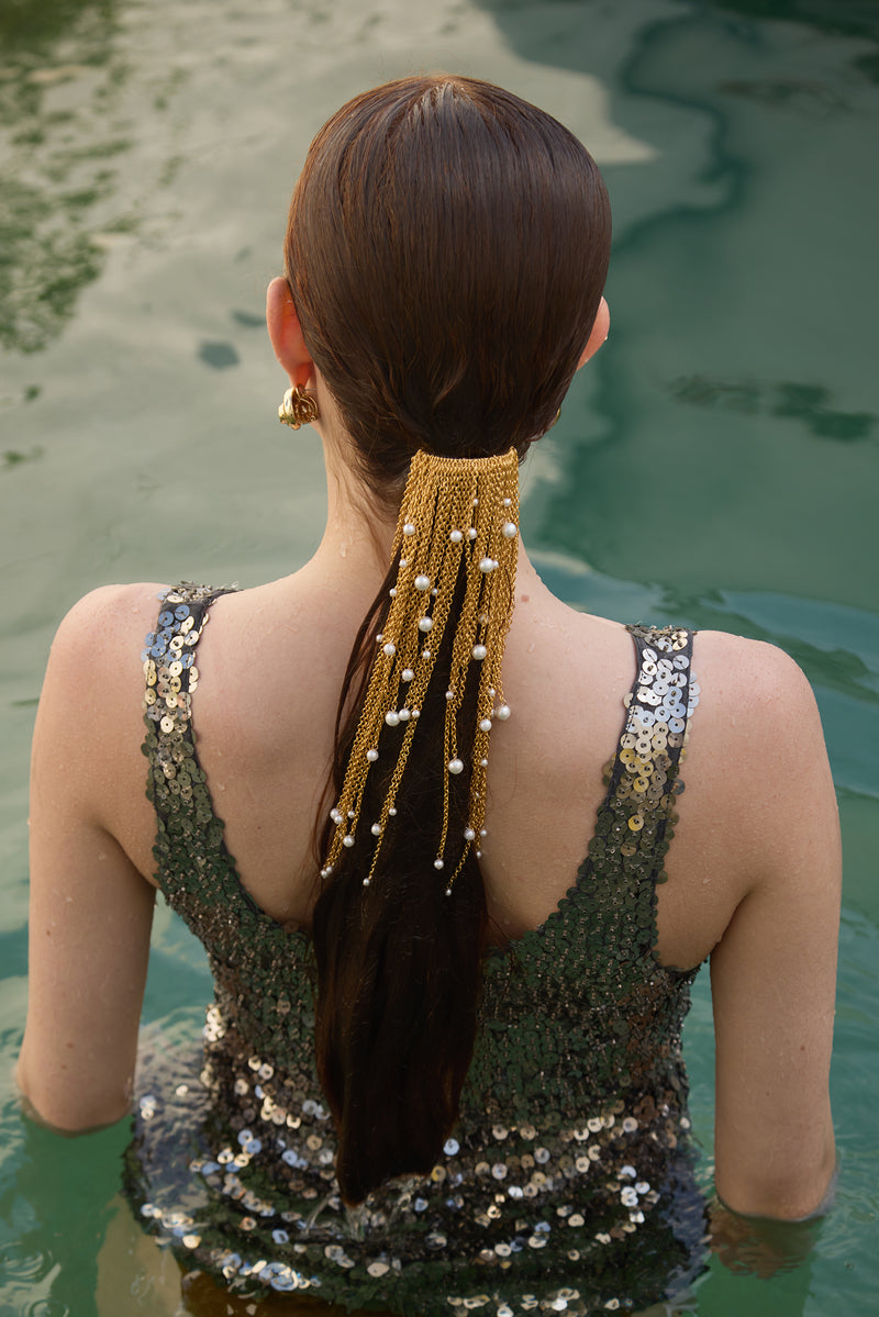 Liquid Chain Pearl Comb