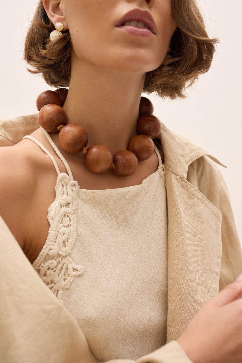 Arlo Oversized Wood Necklace