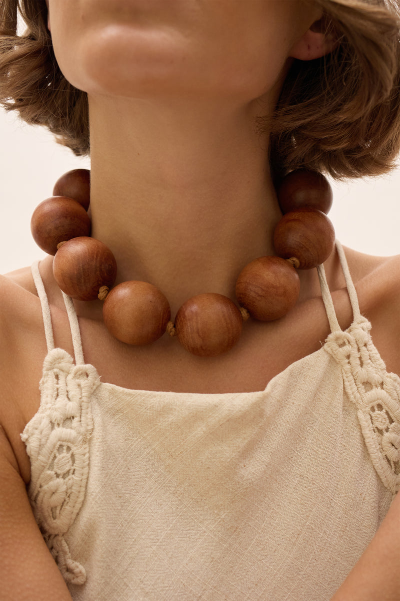 Arlo Oversized Wood Necklace