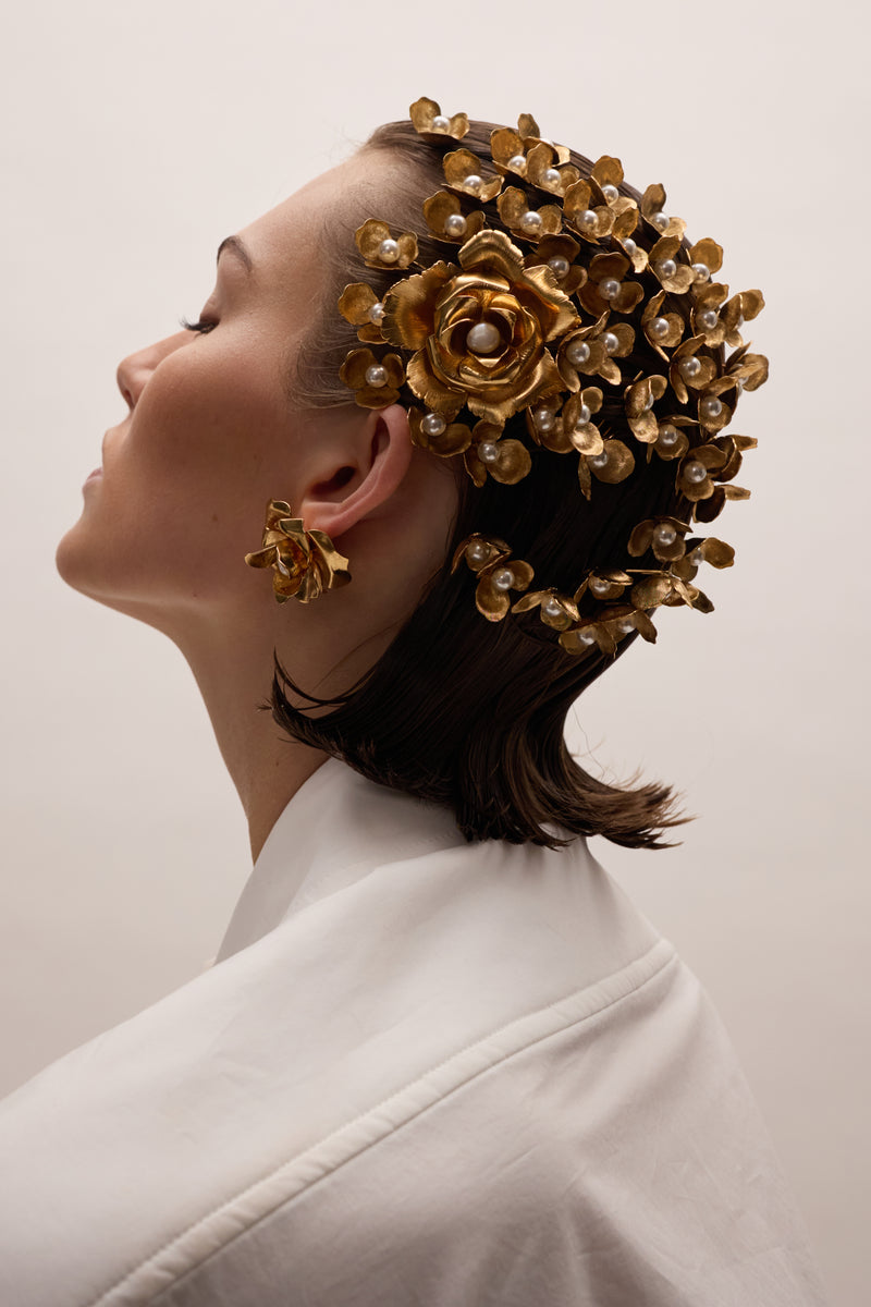 Ivy Floral Pearl Comb