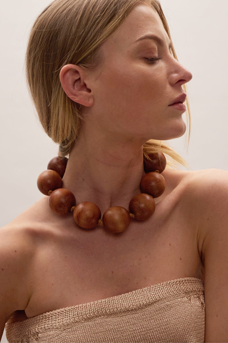 Arlo Oversized Wood Necklace