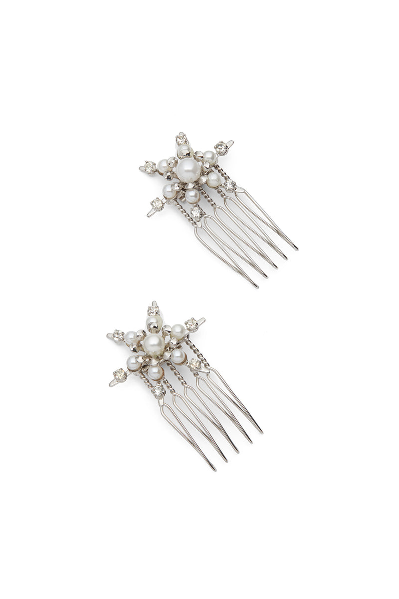 Starlet Pearl and Crystal Mini Comb Set of 2