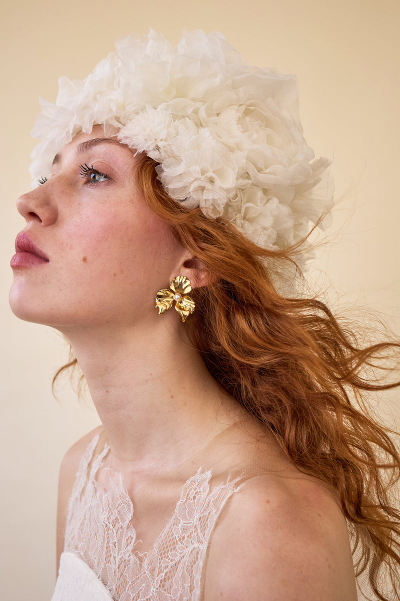 Lava Floral Pearl Studs