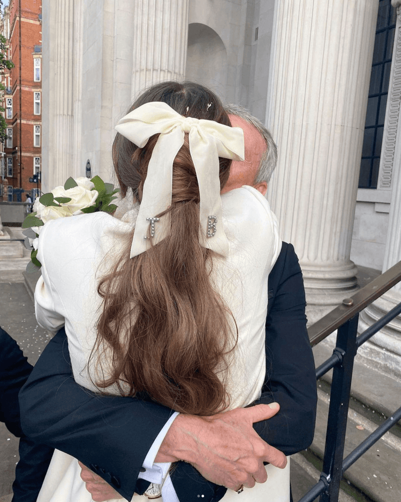 Monogram Crystal / Pearl Bow Barrette