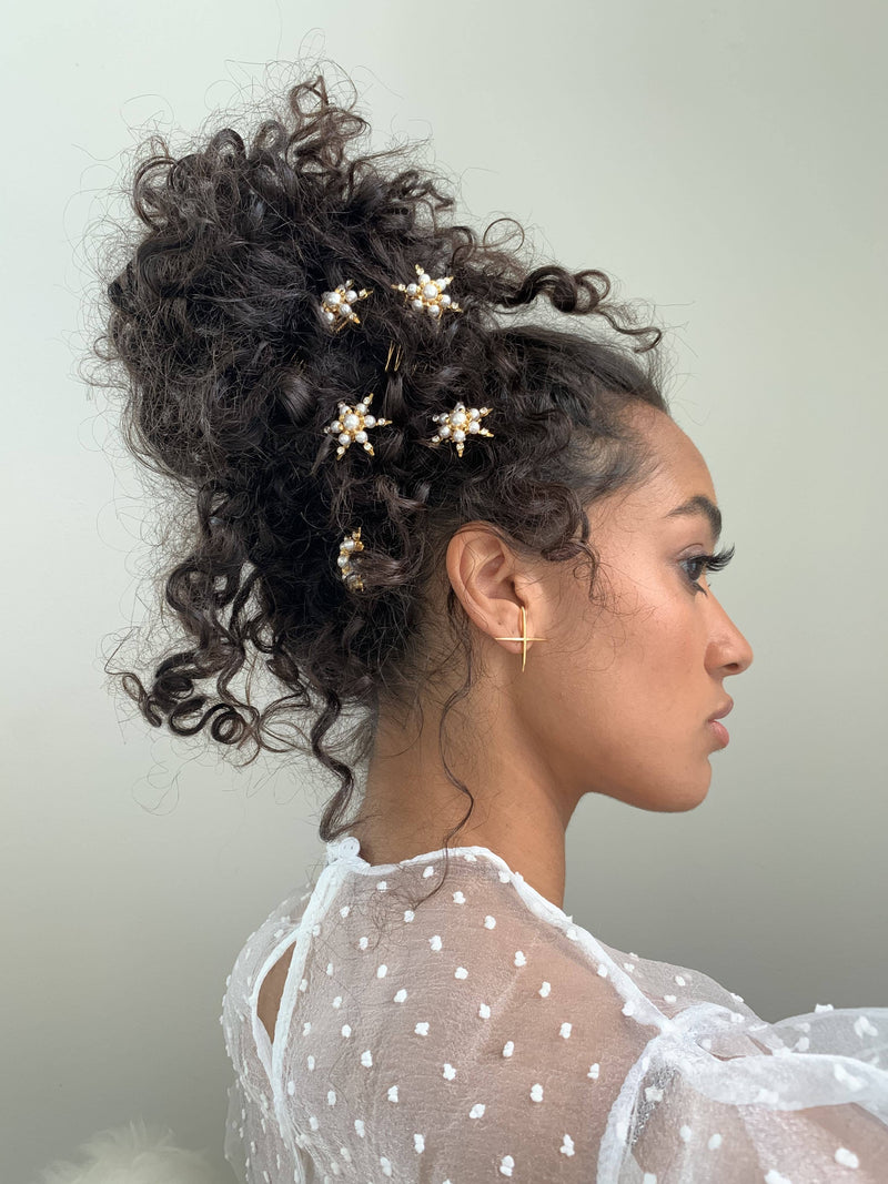 Starlet Pearl and Crystal Mini Comb Set of 2