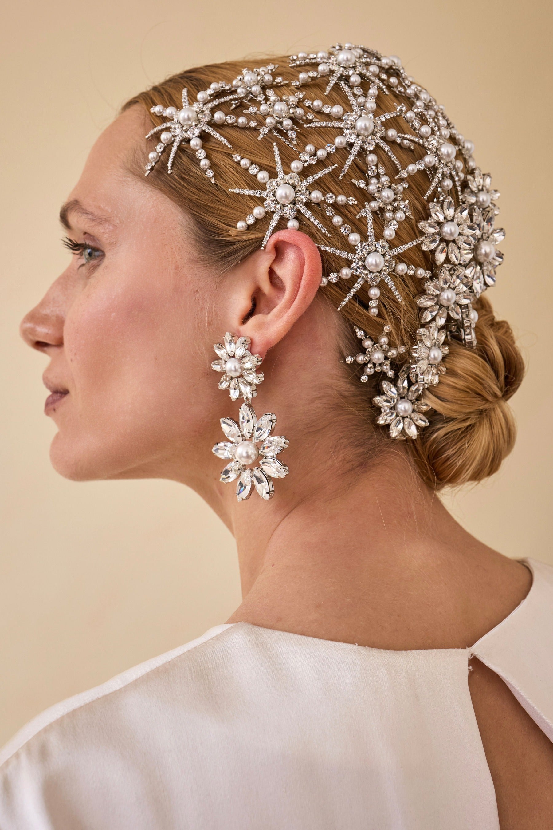 Starlet Pearl and Crystal Mini Comb Set of 2